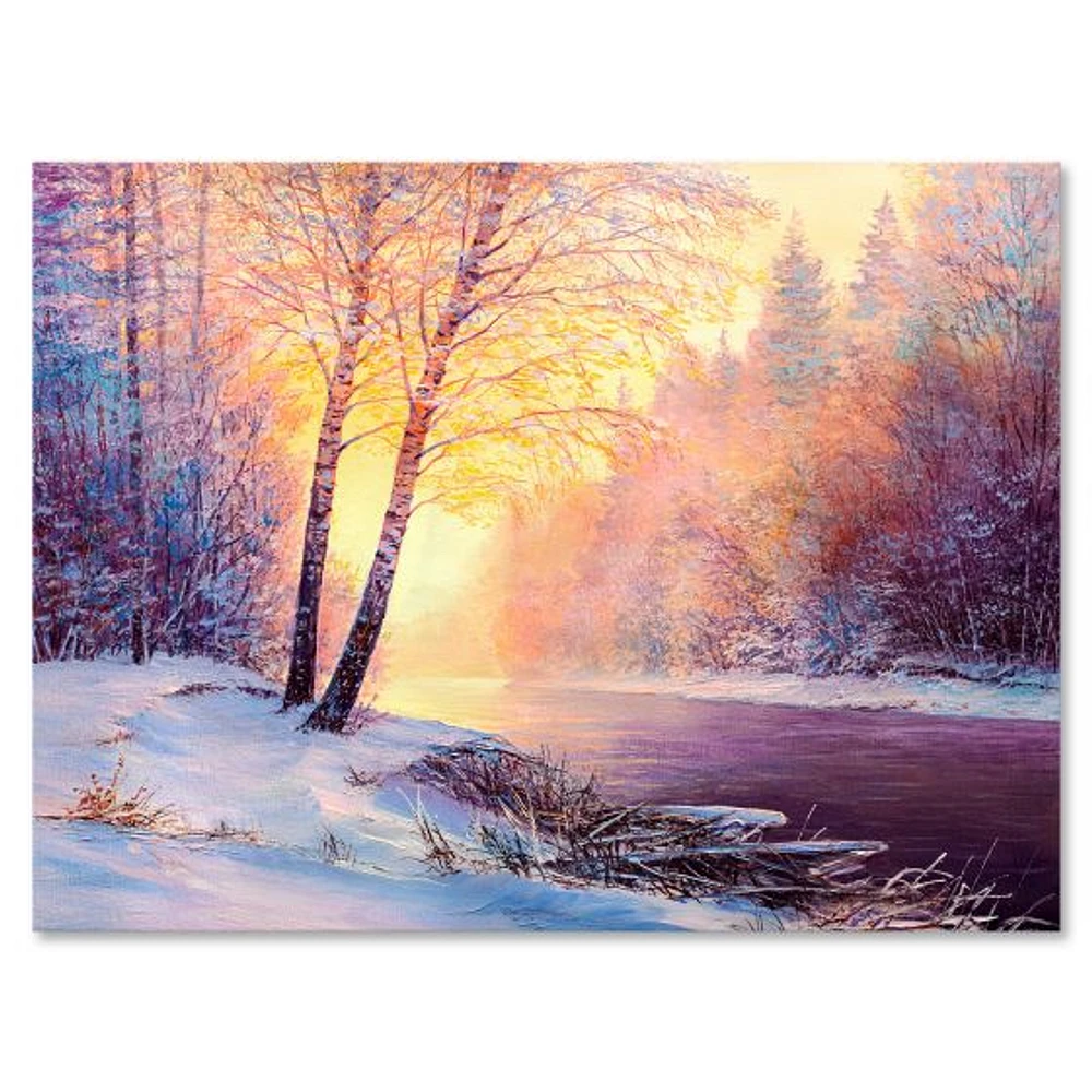 Winter Scenery with Bridge of Meandering River II  Wall Art