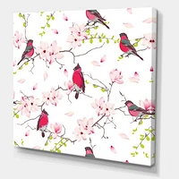 Red Bullfinches on Magnolia Tree  Wall Art