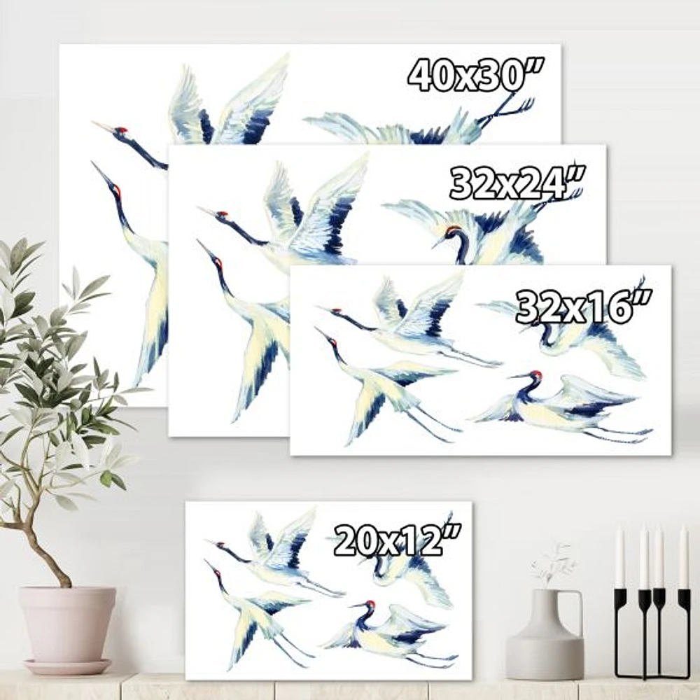 Asian Crane Bird Impression  Wall Art