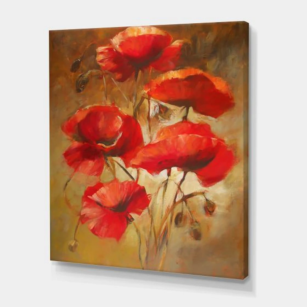 Red Blossoming Poppies IV  Wall Art