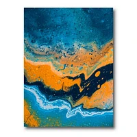 Abstract Marble Composition Blue and Orange IV  Wall Art