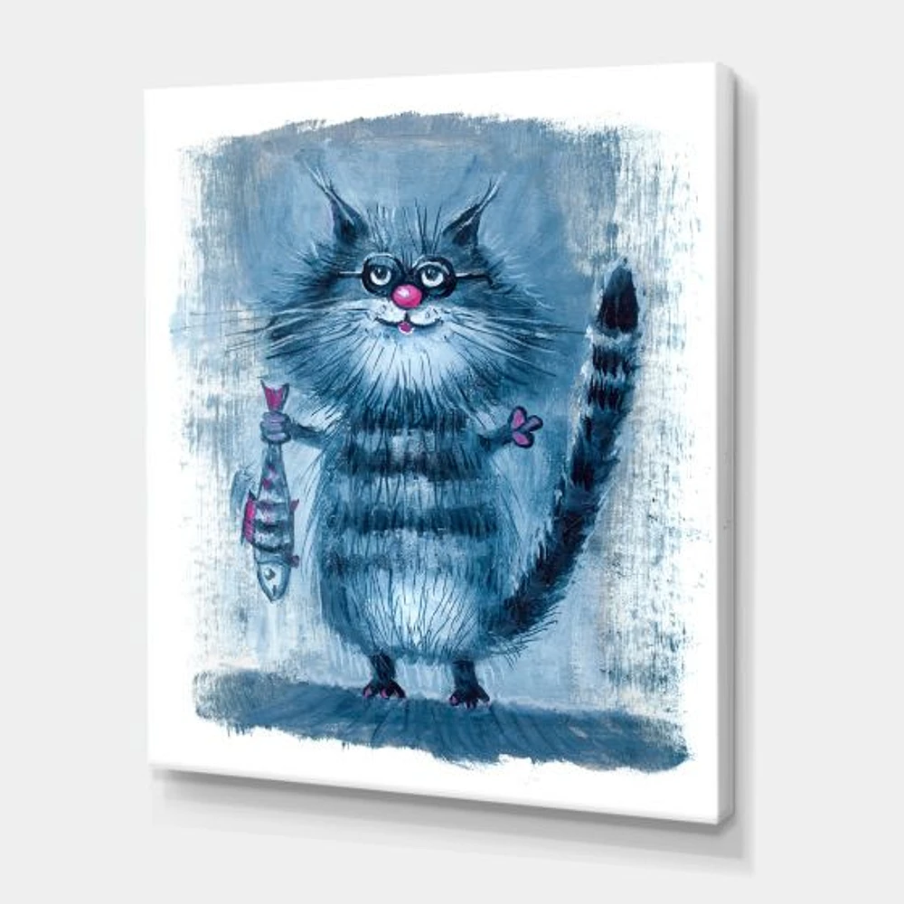 Cat Holding A Fish Its Claws  Wall Art