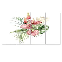 Tropical Bouquet with Anthurium Lupine & Leaves I Canvas Wall Art Print Panels