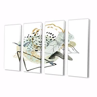 Gouache of Abstract Landscape with Mountain Bird Canvas Wall Art Print Panels