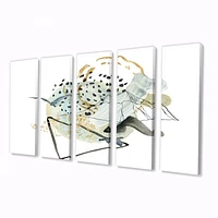 Gouache of Abstract Landscape with Mountain Bird Canvas Wall Art Print Panels