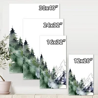 Winter Dark Blue Mountain Landscape with Trees III Canvas Wall Art Print
