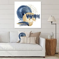 Dark Blue & Gold Abstract Circle Ocean Texture  Wall Art