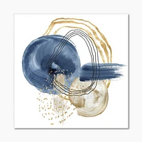 Abstract Dark Blue Gold & Black Underwater Life Canvas Wall Art Print