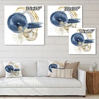 Abstract Dark Blue Gold & Black Underwater Life Canvas Wall Art Print