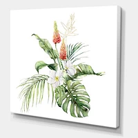 Tropical Bouquet with Lupine Plumeria Palm Leaves  Wall Art