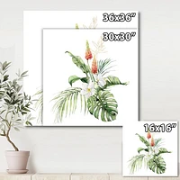 Tropical Bouquet with Lupine Plumeria Palm Leaves  Wall Art