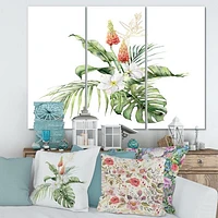 Toile imprimée « Tropical Bouquet with Lupine Plumeria Palm Leaves »