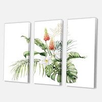 Toile imprimée « Tropical Bouquet with Lupine Plumeria Palm Leaves »