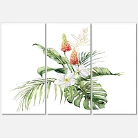 Tropical Bouquet with Lupine Plumeria Palm Leaves  Wall Art