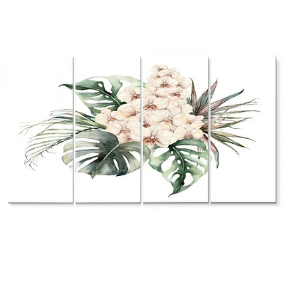 Toile imprimée « Bouquet with Orchids Monstera and Coconut Leaves »