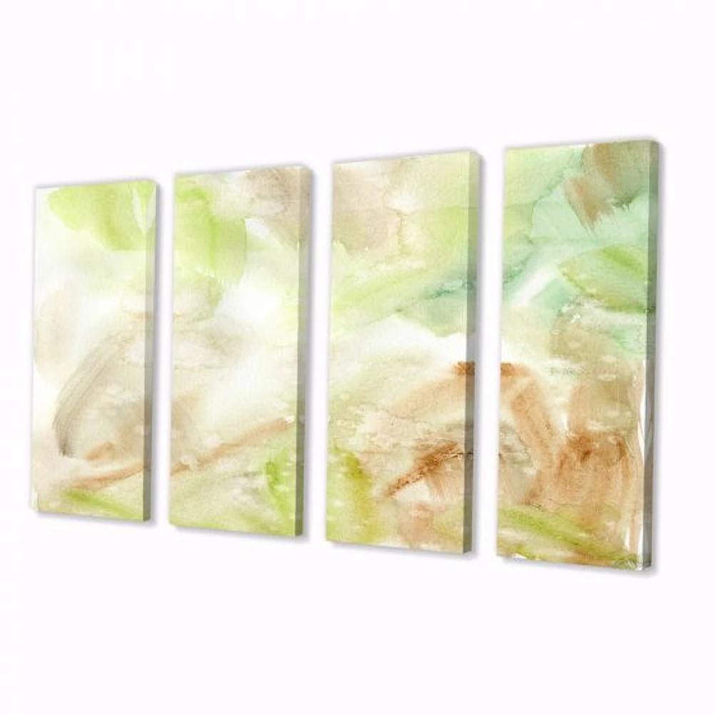 Toile imprimée 4 « Pastel Abstract with Green Brown and Beige Spots »