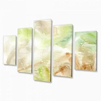 Pastel Abstract with Green Brown and Beige Spots Canvas Wall Art Print