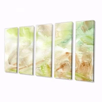 Pastel Abstract with Green Brown and Beige Spots Canvas Wall Art Print