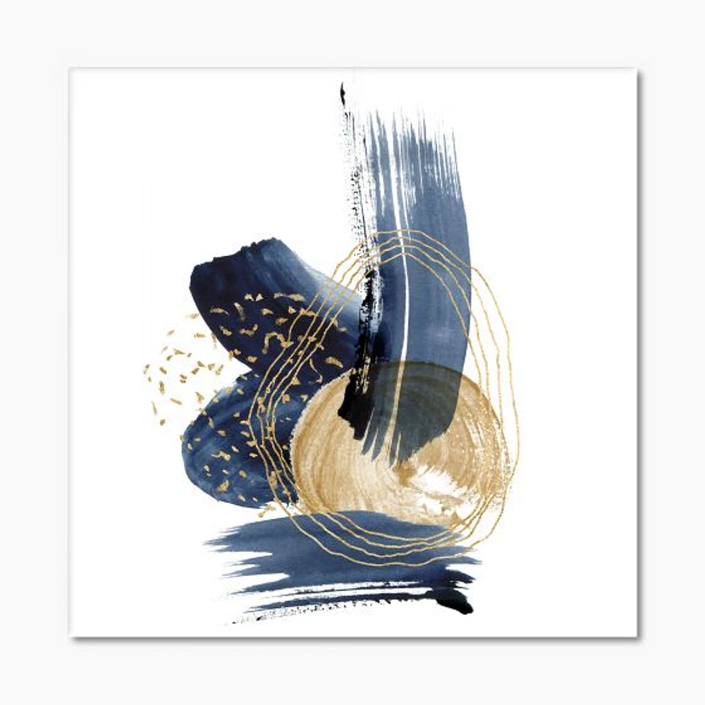 Landscape of Dark Blue Mountains & Gold Strokes II  Wall Art