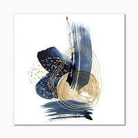 Landscape of Dark Blue Mountains & Gold Strokes II  Wall Art