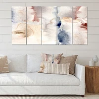 Pastel  with Dark Blue Pink & Gray Spots Canvas Wall Art Print