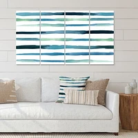 Aquatic Dark Blue Verticals Canvas Wall Art Print