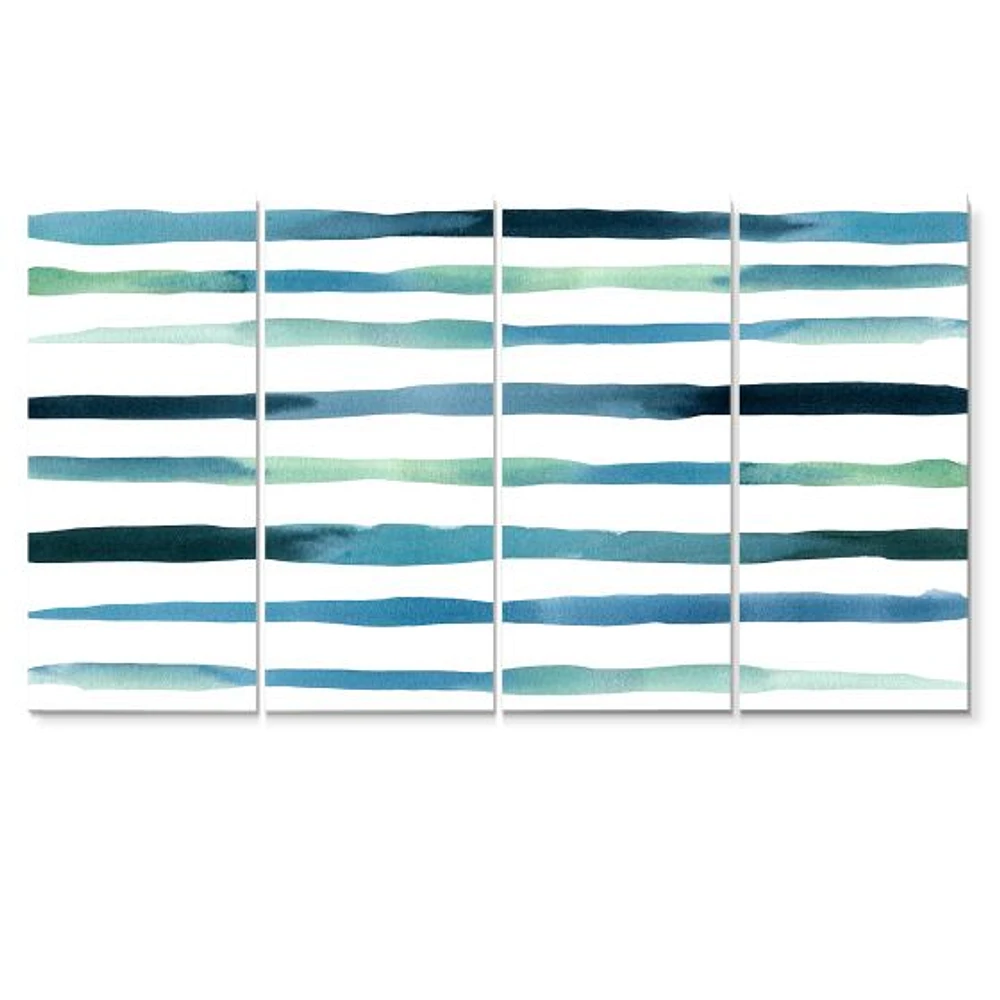 Aquatic Dark Blue Verticals Canvas Wall Art Print