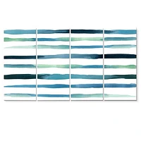 Aquatic Dark Blue Verticals Canvas Wall Art Print