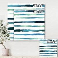 Aquatic Dark Blue Verticals Canvas Wall Art Print