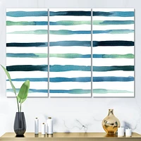 Aquatic Dark Blue Verticals Canvas Wall Art Print