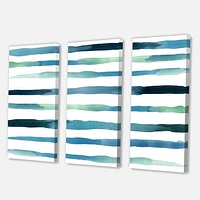 Aquatic Dark Blue Verticals Canvas Wall Art Print