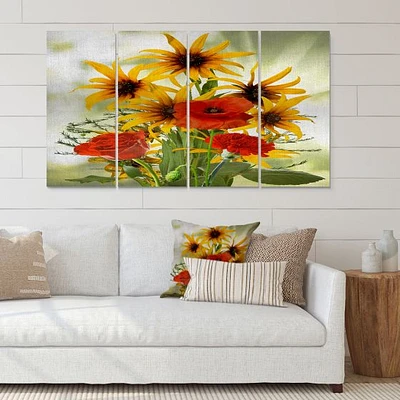 SunFlowers and Poppies The Wild Canvas Wall Art Print