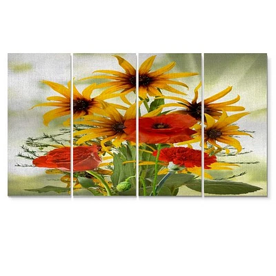 SunFlowers and Poppies The Wild Canvas Wall Art Print