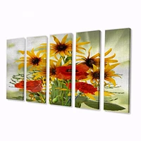 SunFlowers and Poppies The Wild Canvas Wall Art Print - Panels