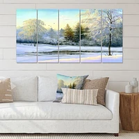 Green Trees Beautiful Winter Landscape Canvas Wall Art Print