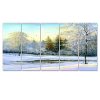 Green Trees Beautiful Winter Landscape Canvas Wall Art Print