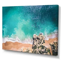 Turquoise Waves Breaking At The Sandy Beach I  Canvas Wall Art Print