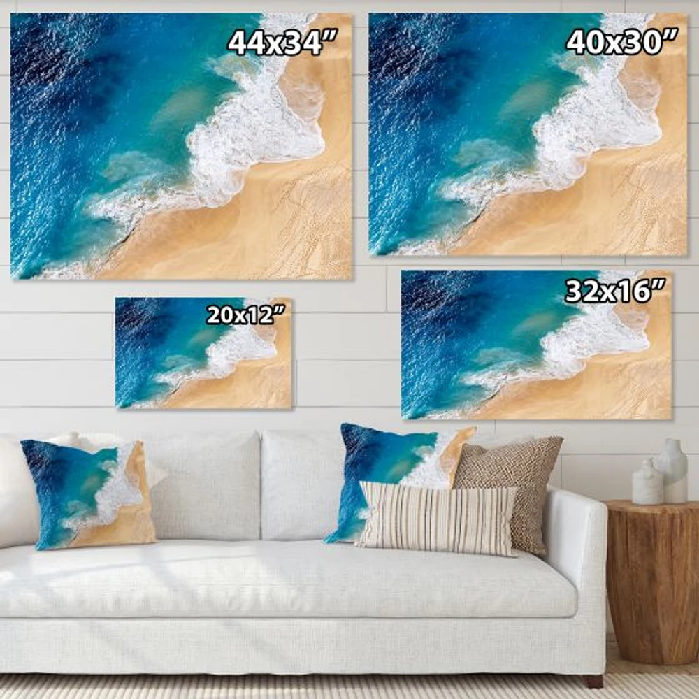 Turquoise Waves Breaking At The Sandy Beach III  Canvas Wall Art Print