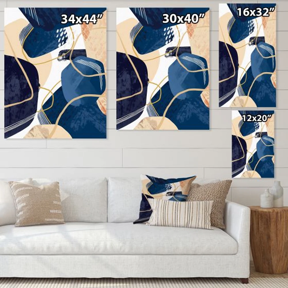 Toile imprimée « Minimalistic Blue & Earth Tone Organic Shapes II »