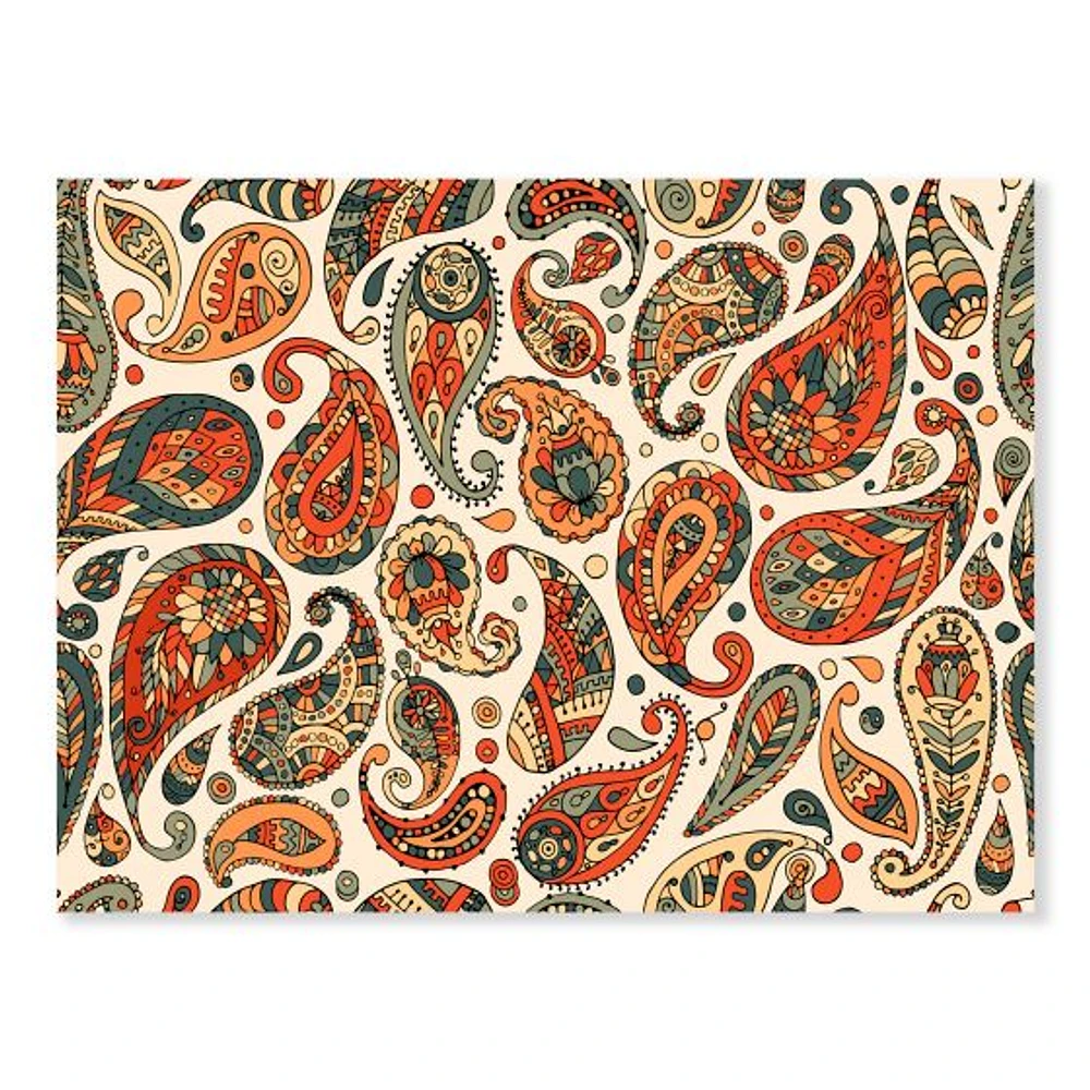 BohemianToile  imprimée « Retro Orange Modern Abstract Paisley »