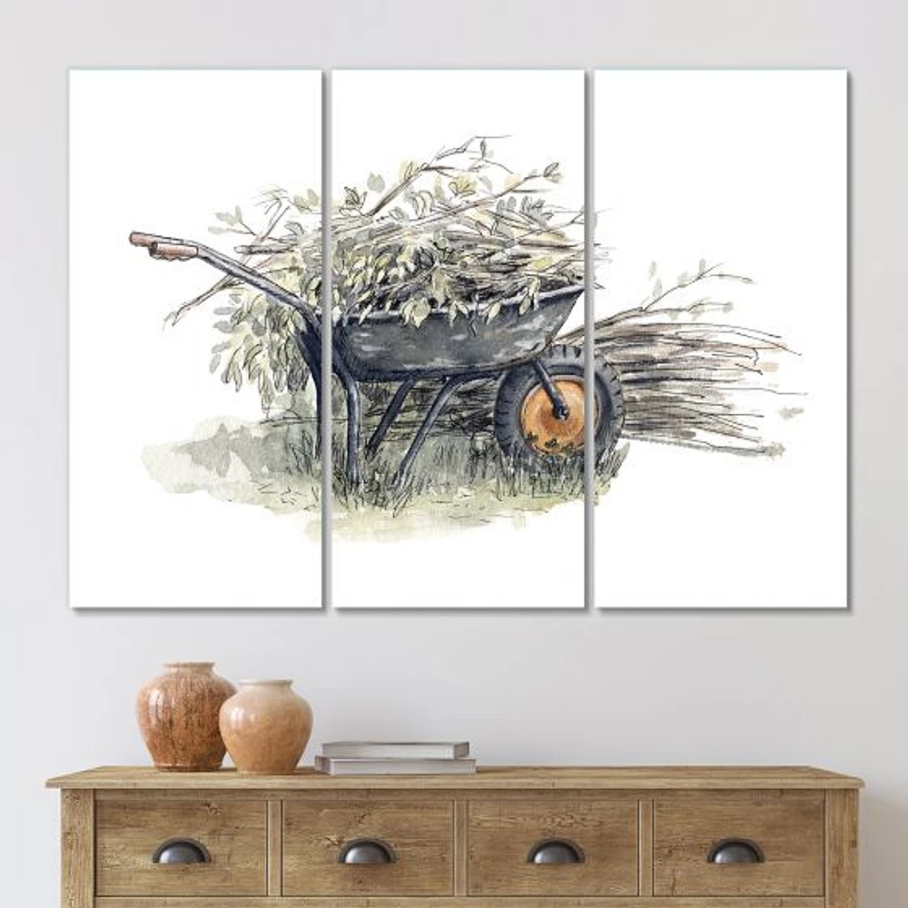 Old Garden Trolley Full of Cut Branches Canvas Wall Art Print