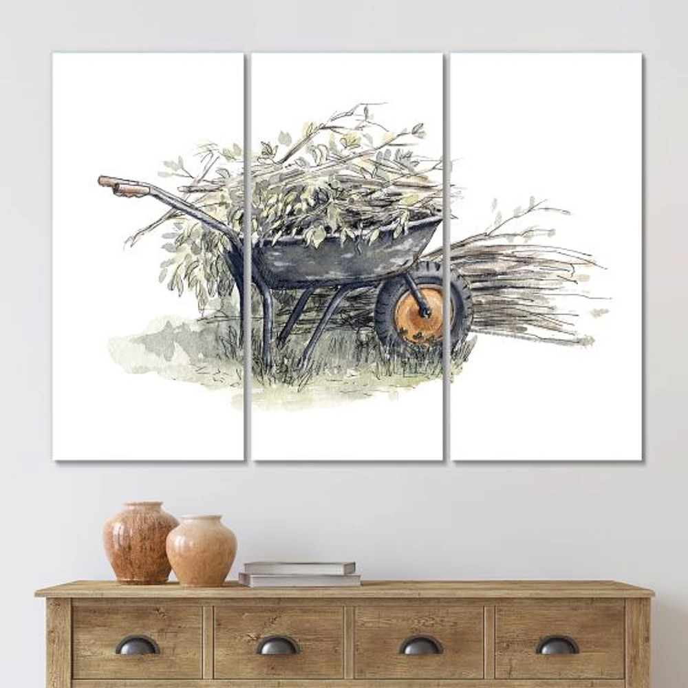 Old Garden Trolley Full of Cut Branches Canvas Wall Art Print