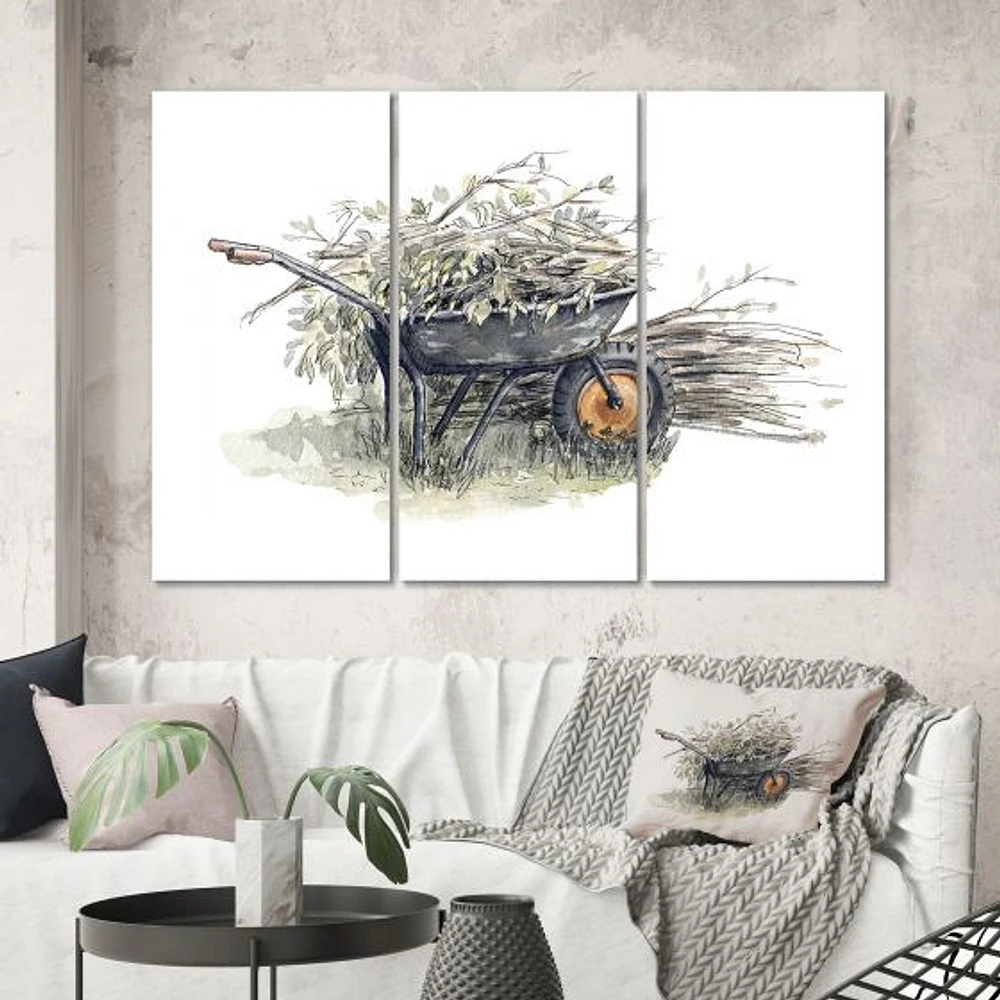 Old Garden Trolley Full of Cut Branches Canvas Wall Art Print