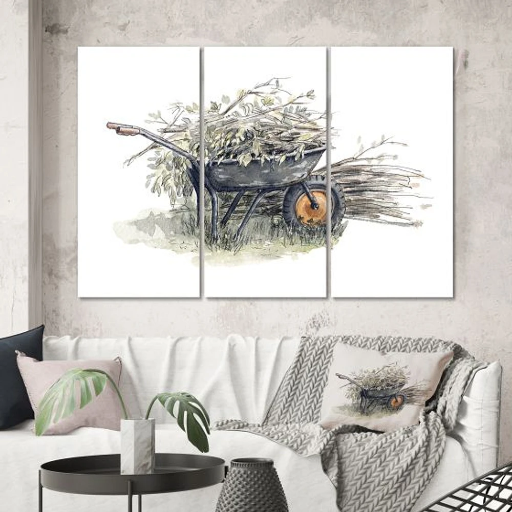 Old Garden Trolley Full of Cut Branches Canvas Wall Art Print