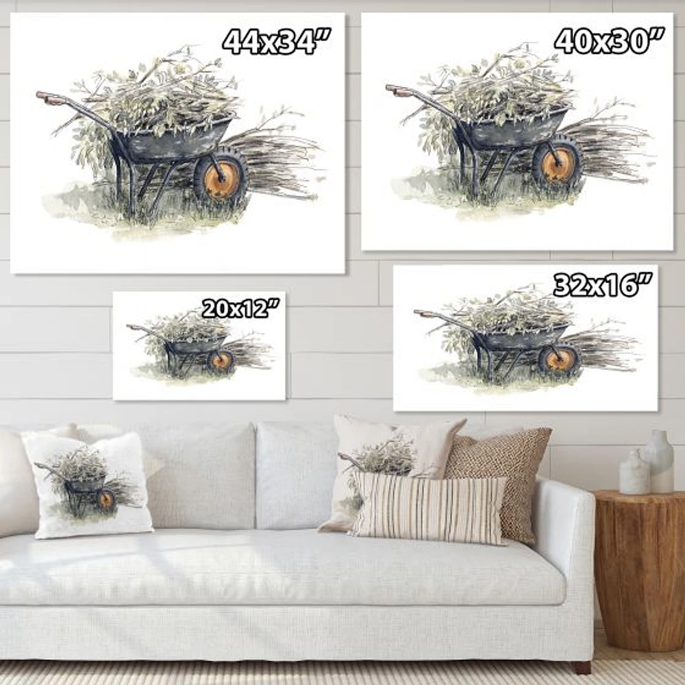 Old Garden Trolley Full of Cut Branches Canvas Wall Art Print