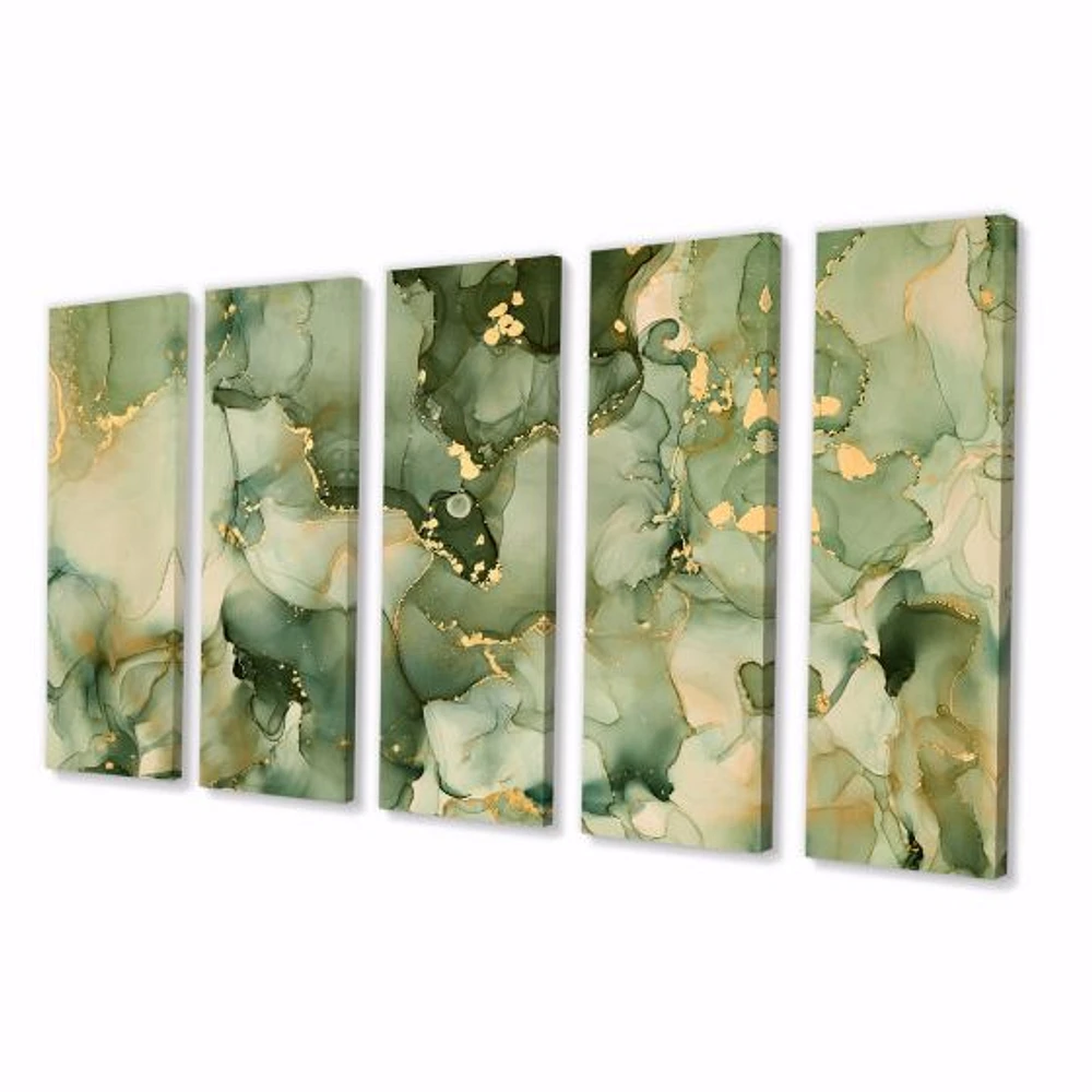 Toile imprimée « Green Luxury Abstract Fluid art I » mural