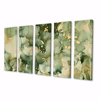 Green Luxury Abstract Fluid Art I Canvas Wall