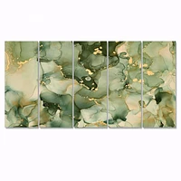 Green Luxury Abstract Fluid Art I Canvas Wall