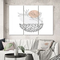 Abstract One Line Art Tropical Flower Canvas Wall Print - 3 Panels