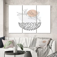 Abstract One Line Art Tropical Flower Canvas Wall Print - 3 Panels